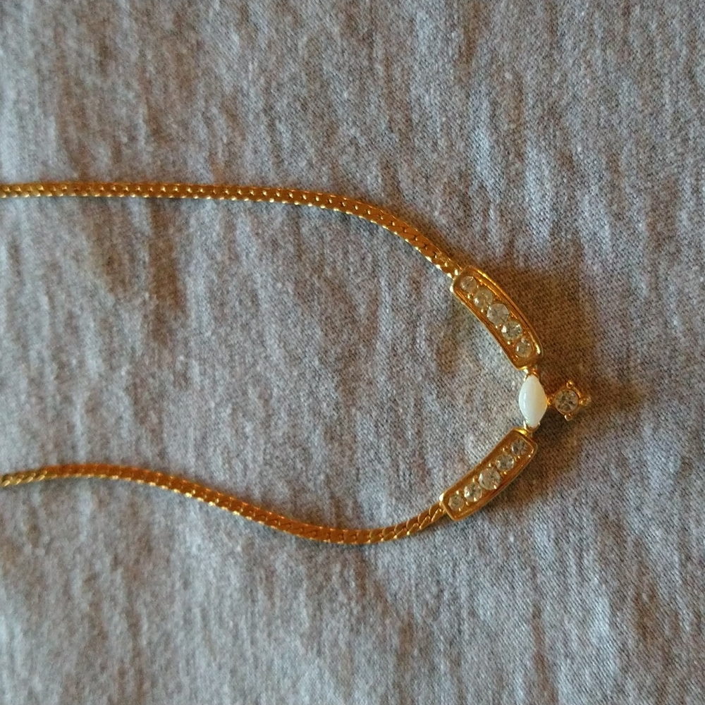 Costume Jewelry- Women's Faux Gold, Diamond, Opal Necklace.